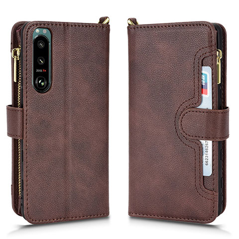 Funda de Cuero Cartera con Soporte Carcasa BY2 para Sony Xperia 5 III Marron