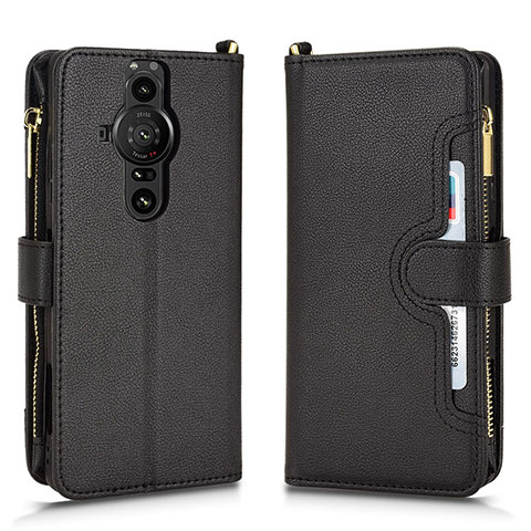 Funda de Cuero Cartera con Soporte Carcasa BY2 para Sony Xperia PRO-I Negro