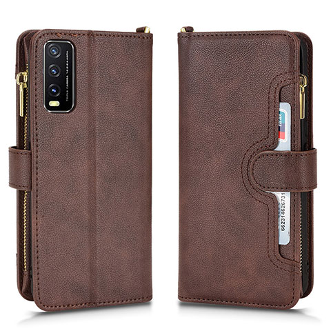 Funda de Cuero Cartera con Soporte Carcasa BY2 para Vivo Y12s Marron