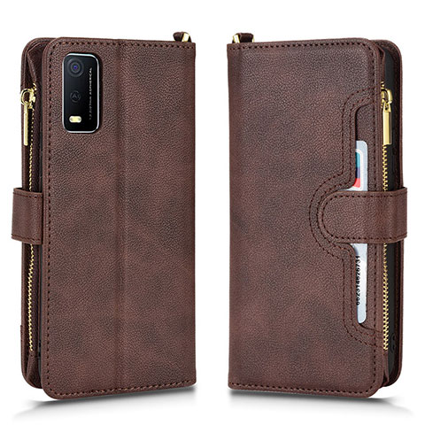 Funda de Cuero Cartera con Soporte Carcasa BY2 para Vivo Y3s (2021) Marron