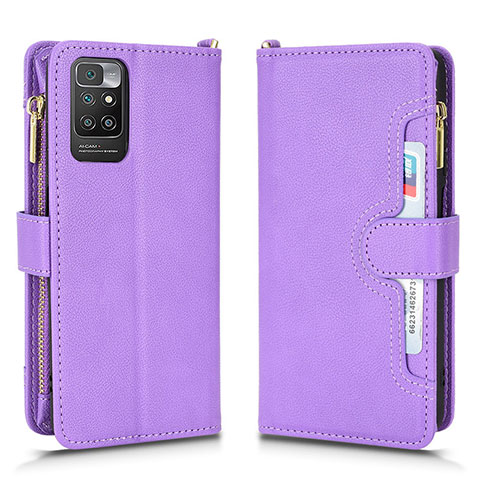 Funda de Cuero Cartera con Soporte Carcasa BY2 para Xiaomi Redmi 10 4G Morado