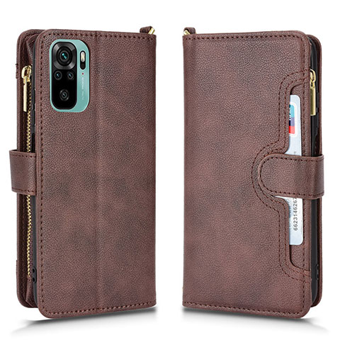 Funda de Cuero Cartera con Soporte Carcasa BY2 para Xiaomi Redmi Note 10 4G Marron