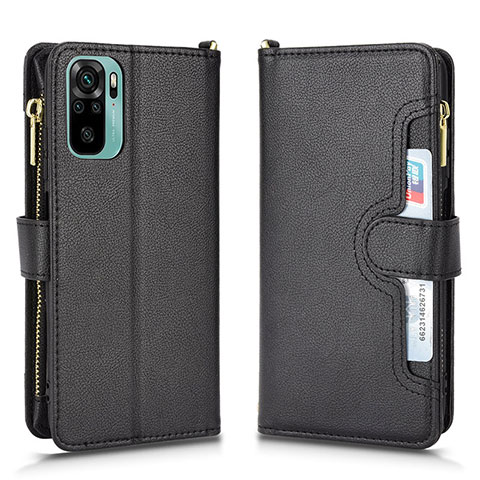 Funda de Cuero Cartera con Soporte Carcasa BY2 para Xiaomi Redmi Note 10 4G Negro