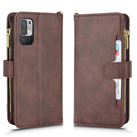 Funda de Cuero Cartera con Soporte Carcasa BY2 para Xiaomi Redmi Note 10 JE 5G Marron