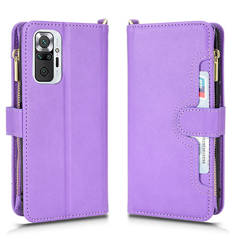 Funda de Cuero Cartera con Soporte Carcasa BY2 para Xiaomi Redmi Note 10 Pro Max Morado