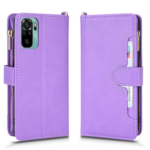 Funda de Cuero Cartera con Soporte Carcasa BY2 para Xiaomi Redmi Note 10S 4G Morado