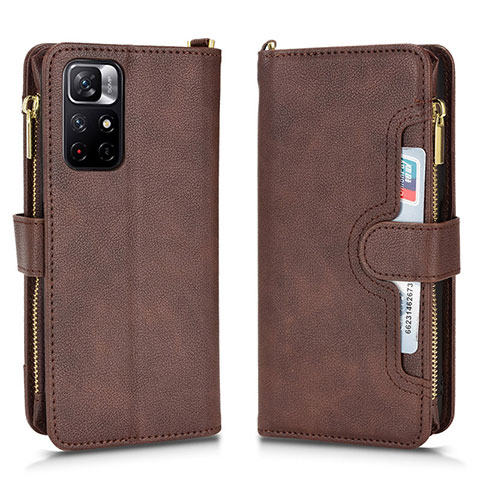 Funda de Cuero Cartera con Soporte Carcasa BY2 para Xiaomi Redmi Note 11 5G Marron