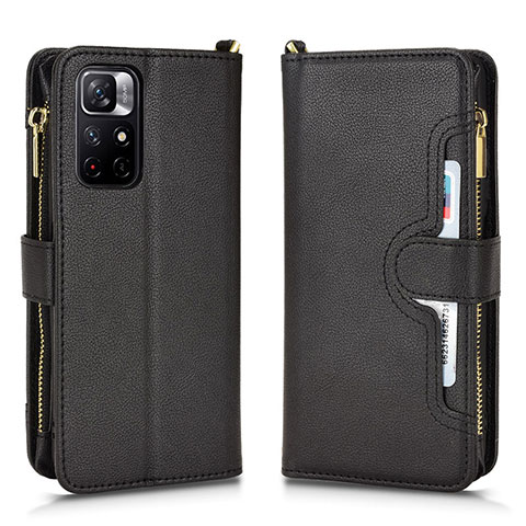 Funda de Cuero Cartera con Soporte Carcasa BY2 para Xiaomi Redmi Note 11 5G Negro