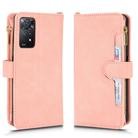 Funda de Cuero Cartera con Soporte Carcasa BY2 para Xiaomi Redmi Note 11 Pro 4G Oro Rosa