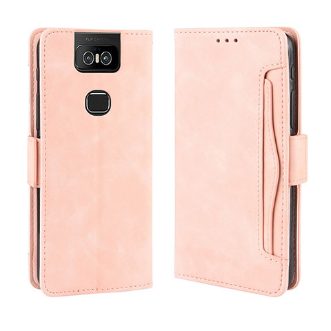 Funda de Cuero Cartera con Soporte Carcasa BY3 para Asus Zenfone 6 ZS630KL Rosa