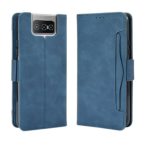 Funda de Cuero Cartera con Soporte Carcasa BY3 para Asus Zenfone 7 ZS670KS Azul