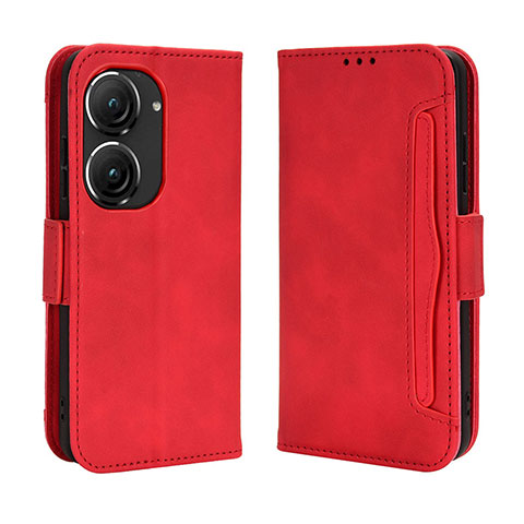 Funda de Cuero Cartera con Soporte Carcasa BY3 para Asus Zenfone 9 Rojo