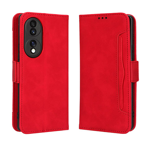 Funda de Cuero Cartera con Soporte Carcasa BY3 para Huawei Honor 70 5G Rojo