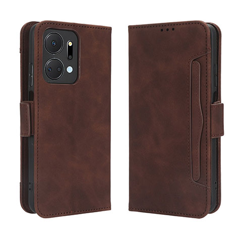 Funda de Cuero Cartera con Soporte Carcasa BY3 para Huawei Honor X7a Marron