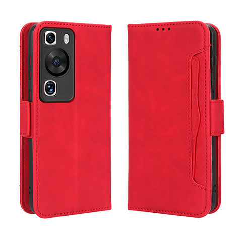 Funda de Cuero Cartera con Soporte Carcasa BY3 para Huawei P60 Pro Rojo