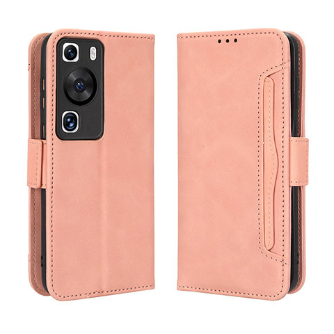 Funda de Cuero Cartera con Soporte Carcasa BY3 para Huawei P60 Pro Rosa