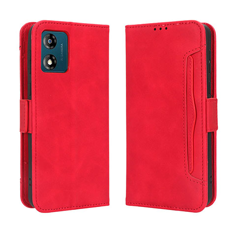 Funda de Cuero Cartera con Soporte Carcasa BY3 para Motorola Moto E13 Rojo