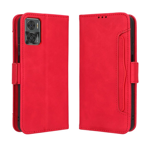 Funda de Cuero Cartera con Soporte Carcasa BY3 para Motorola Moto E22 Rojo