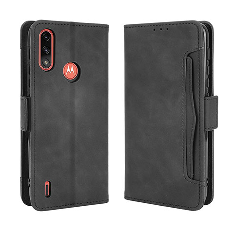 Funda de Cuero Cartera con Soporte Carcasa BY3 para Motorola Moto E7 Power Negro