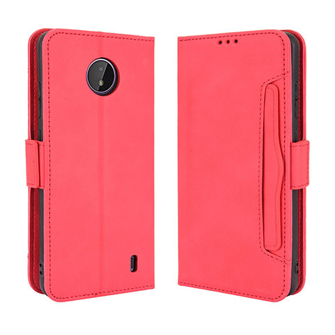 Funda de Cuero Cartera con Soporte Carcasa BY3 para Nokia C10 Rojo