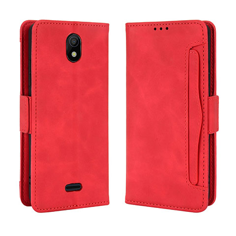 Funda de Cuero Cartera con Soporte Carcasa BY3 para Nokia C100 Rojo