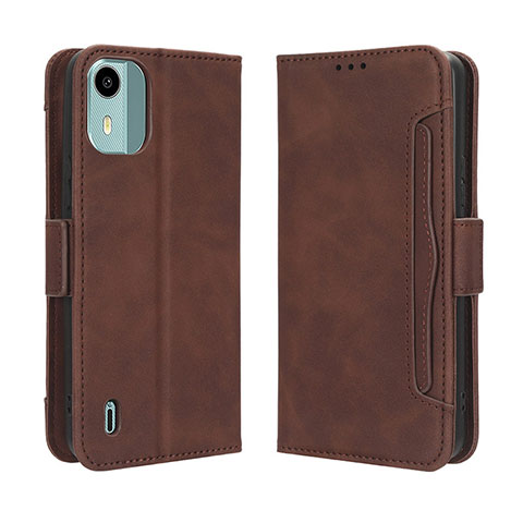 Funda de Cuero Cartera con Soporte Carcasa BY3 para Nokia C12 Pro Marron