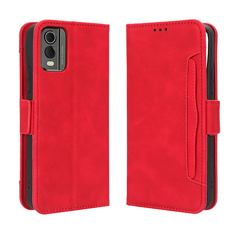 Funda de Cuero Cartera con Soporte Carcasa BY3 para Nokia C210 Rojo