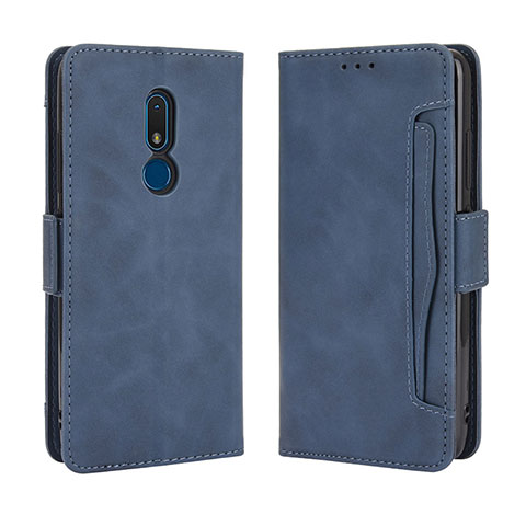 Funda de Cuero Cartera con Soporte Carcasa BY3 para Nokia C3 Azul