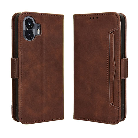 Funda de Cuero Cartera con Soporte Carcasa BY3 para Nothing Phone 2 Marron