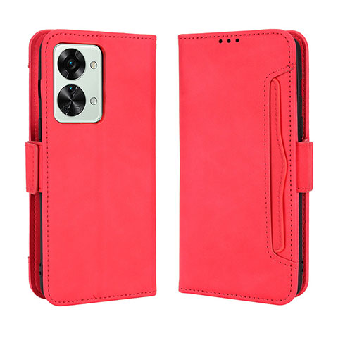 Funda de Cuero Cartera con Soporte Carcasa BY3 para OnePlus Nord 2T 5G Rojo