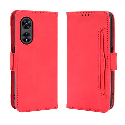 Funda de Cuero Cartera con Soporte Carcasa BY3 para Oppo A1 5G Rojo