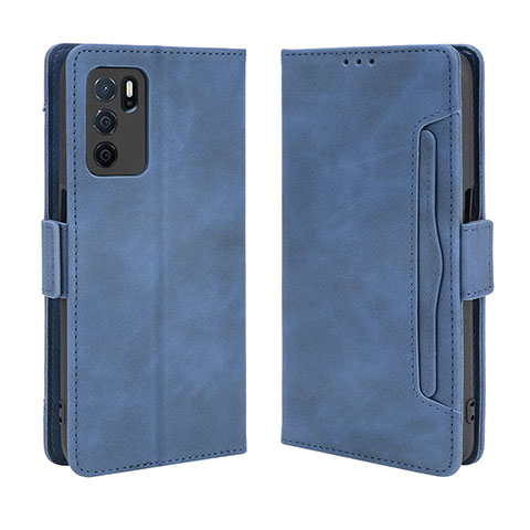 Funda de Cuero Cartera con Soporte Carcasa BY3 para Oppo A16 Azul