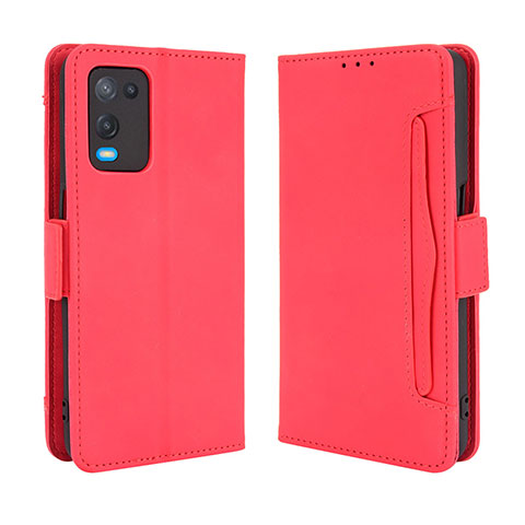 Funda de Cuero Cartera con Soporte Carcasa BY3 para Oppo A54 4G Rojo