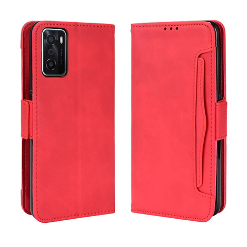 Funda de Cuero Cartera con Soporte Carcasa BY3 para Oppo A55S 5G Rojo