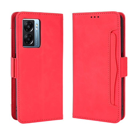 Funda de Cuero Cartera con Soporte Carcasa BY3 para Oppo A56S 5G Rojo