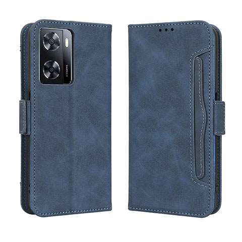 Funda de Cuero Cartera con Soporte Carcasa BY3 para Oppo A57 4G Azul