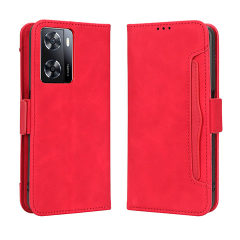 Funda de Cuero Cartera con Soporte Carcasa BY3 para Oppo A57 4G Rojo