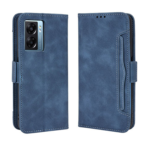 Funda de Cuero Cartera con Soporte Carcasa BY3 para Oppo A57 5G Azul