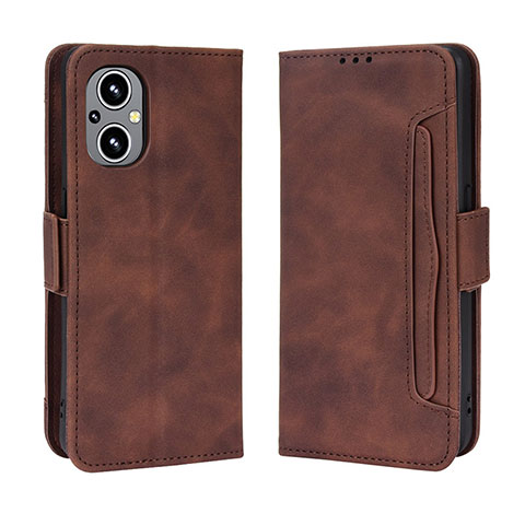 Funda de Cuero Cartera con Soporte Carcasa BY3 para Oppo A96 5G Marron