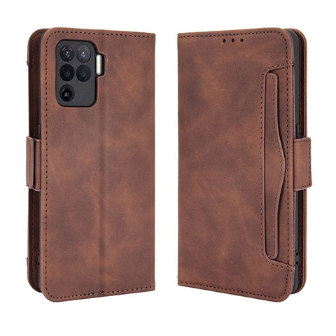 Funda de Cuero Cartera con Soporte Carcasa BY3 para Oppo F19 Pro Marron