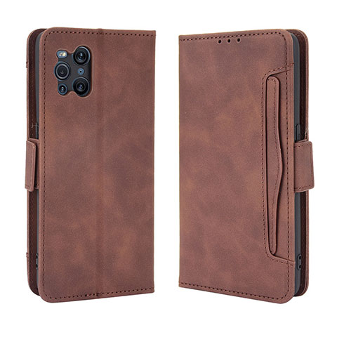 Funda de Cuero Cartera con Soporte Carcasa BY3 para Oppo Find X3 Pro 5G Marron