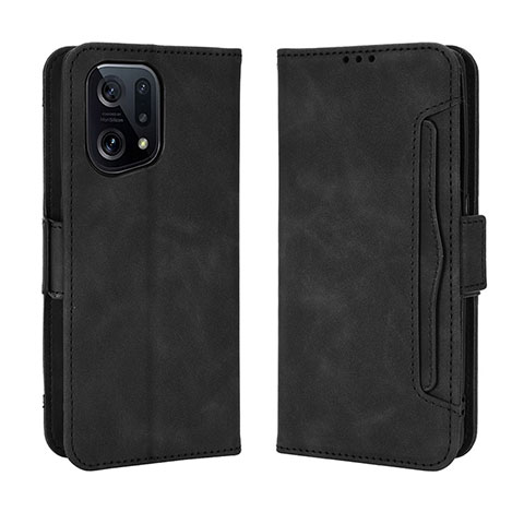 Funda de Cuero Cartera con Soporte Carcasa BY3 para Oppo Find X5 5G Negro