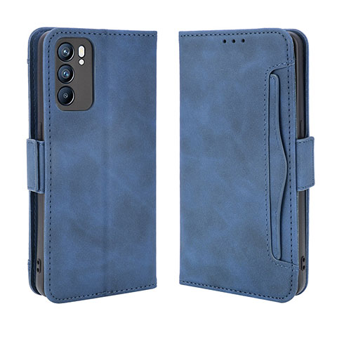 Funda de Cuero Cartera con Soporte Carcasa BY3 para Oppo Reno6 5G Azul