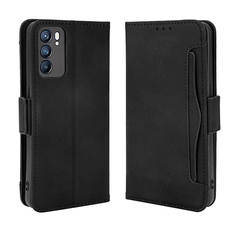 Funda de Cuero Cartera con Soporte Carcasa BY3 para Oppo Reno6 5G Negro