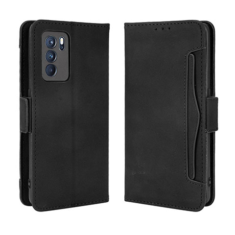 Funda de Cuero Cartera con Soporte Carcasa BY3 para Oppo Reno6 Pro 5G India Negro