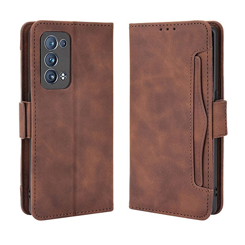 Funda de Cuero Cartera con Soporte Carcasa BY3 para Oppo Reno6 Pro 5G Marron