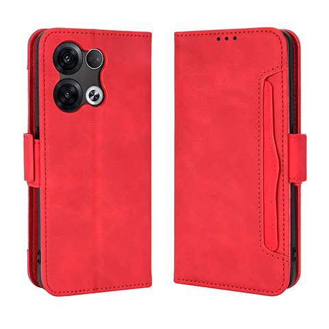 Funda de Cuero Cartera con Soporte Carcasa BY3 para Oppo Reno9 5G Rojo