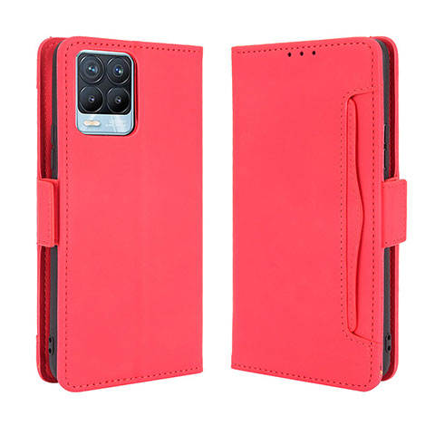 Funda de Cuero Cartera con Soporte Carcasa BY3 para Realme 8 4G Rojo