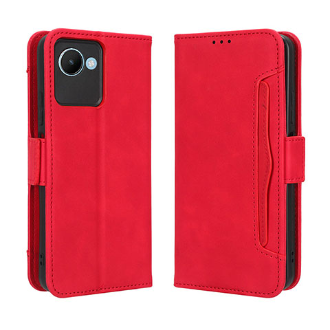 Funda de Cuero Cartera con Soporte Carcasa BY3 para Realme C30s Rojo