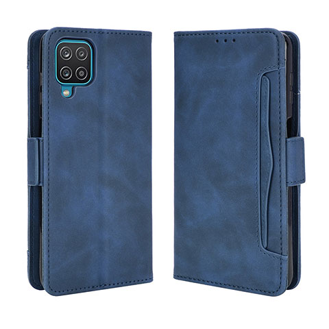 Funda de Cuero Cartera con Soporte Carcasa BY3 para Samsung Galaxy A12 Nacho Azul